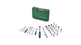 Bosch Bricolaje Y Jardín Juego De Carraca 1/2" + 1/4" Con Llaves De Vaso, 56 Piezas Verde, Par De Apriete Hasta 768 Nm, En Estuche 1600a02z9g