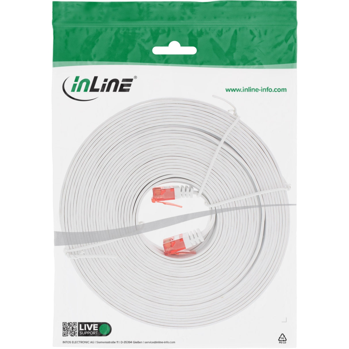 Inline Flat Ultraslim Cable De Red U/Utp Cat.6 Gigabit Ready Blanco 15m