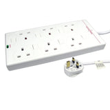 6-Way Uk Socket 2m White