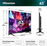 EAN 6942351432410 - Hisense 43E7S PRO 109,2 cm (43") 4K Ultra HD Smart TV Wifi Negro 300 cd / m² imagen 2