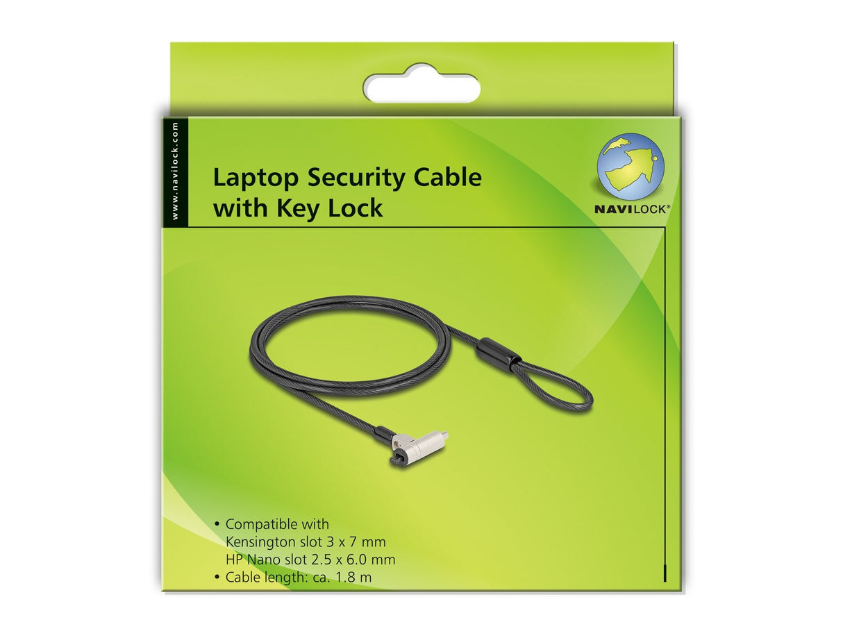 Navilock Notebook Sicherungskabel Con Schlüssel Para Kensington Slot 3 X 7