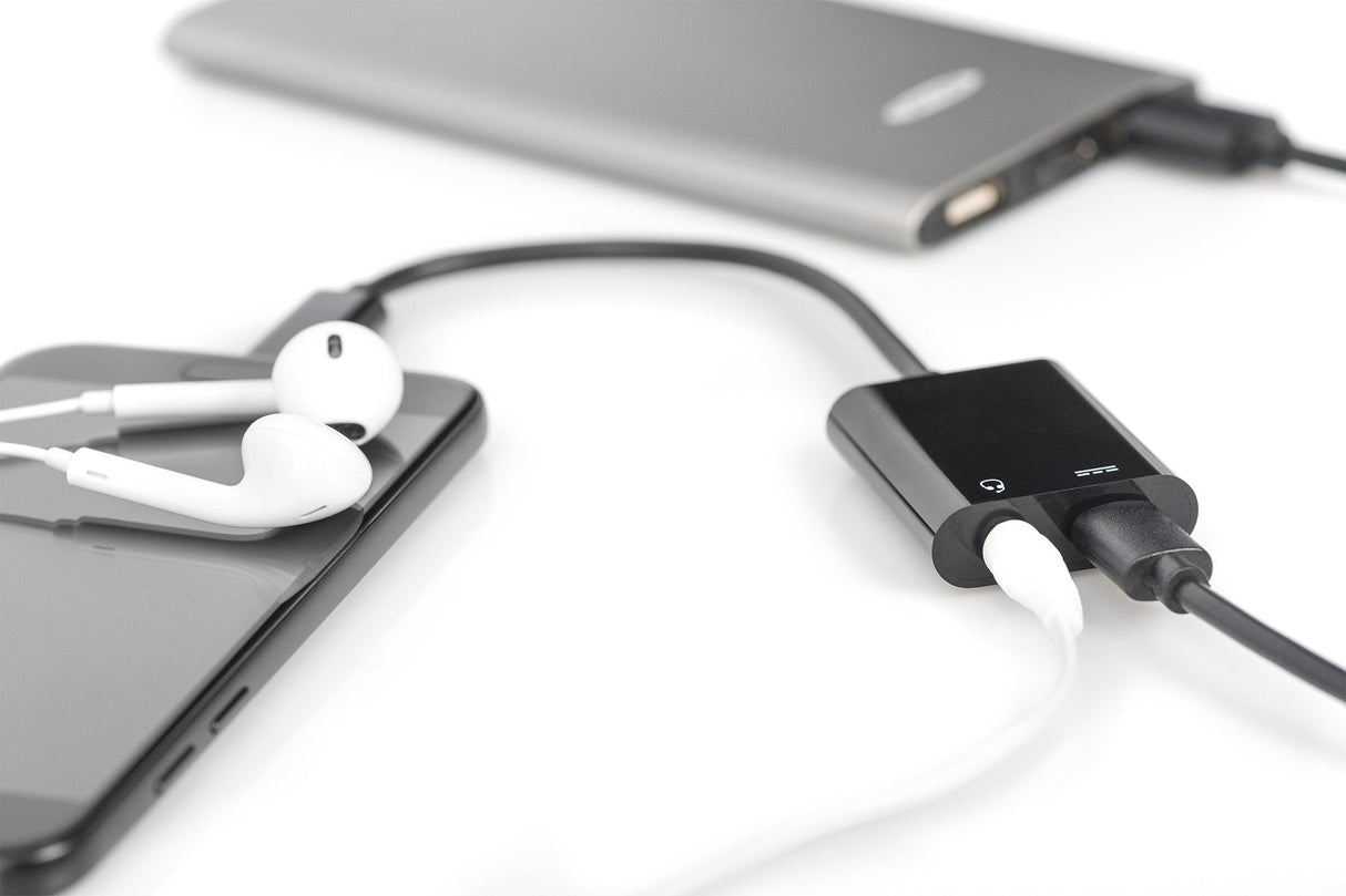 Adaptador Digitus Usb Splitter Tipo C - 3.5mm Tipo C M/F/F 0.2m Gen2 5a 10gb