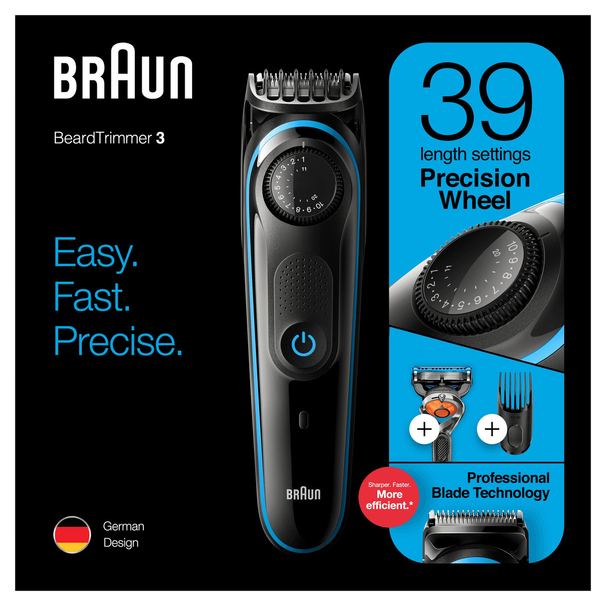 Barbero Cortapelos Braun Bt3240 + Gillete Fusion 39 Ajustes Barba Lavable Control Giratorio