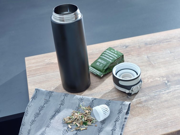 Leifheit 03271 Taza De Viaje 600 Ml Negro Acero Inoxidable