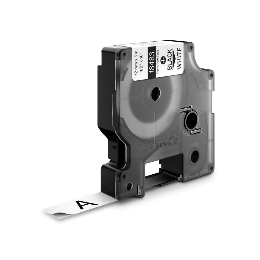 Dymo Rhino Cinta De Etiquetas Industrial Adhesiva Id1-12, Negro Sobre Blanco De 12mmx5,5m, Polyester (S0718210)