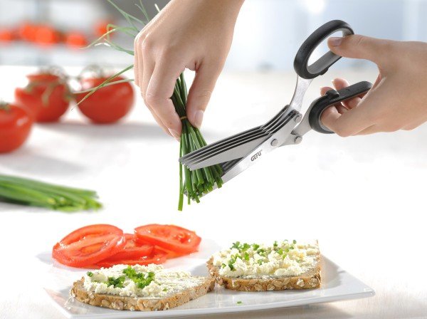 Gefu 12660 Tijera De Cocina Hierba Negro, Acero Inoxidable 19,1 Cm
