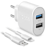 Cargador Viaje Sbs 2xusb + Lightning Para Iphone