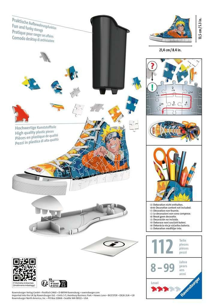Portalapices 3d Zapatilla Naruto Shippuden 112pzs