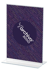Archivo 2000 Expositor Sobremesa En Forma De T Din A5 Vertical 75x150x215 Mm Cristal Transparente