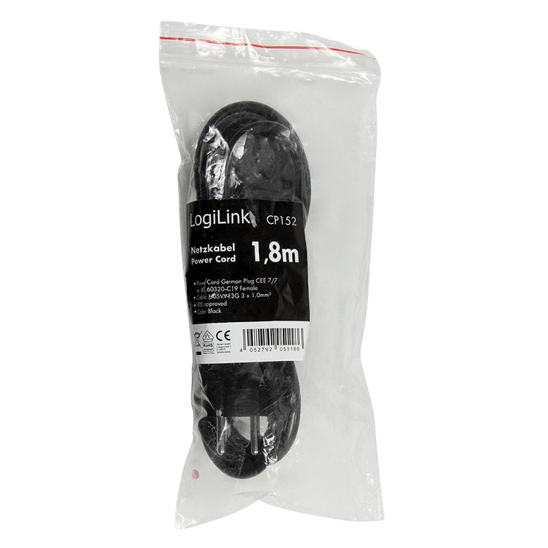 EAN 4052792051186 - LogiLink CP152 cable de transmisión Negro 1,8 m CEE7/7 IEC C19 imagen 4