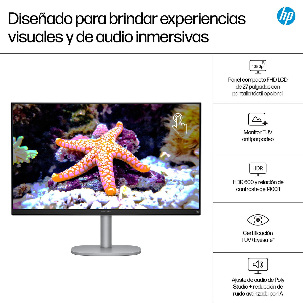 EAN 199896764919 - HP OmniStudio X All-in-One Desktop Next Gen AI 27-cs1005ns PC Copilot+ PC Intel Core Ultra 5 226V 68,6 cm  imagen 8