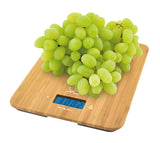 Báscula De Cocina Gran Pesada Jata 720 Hasta 15kg Precisión 1g Función Tara Visor Lcd Reloj Integrado Superficie Bambu Prensado
