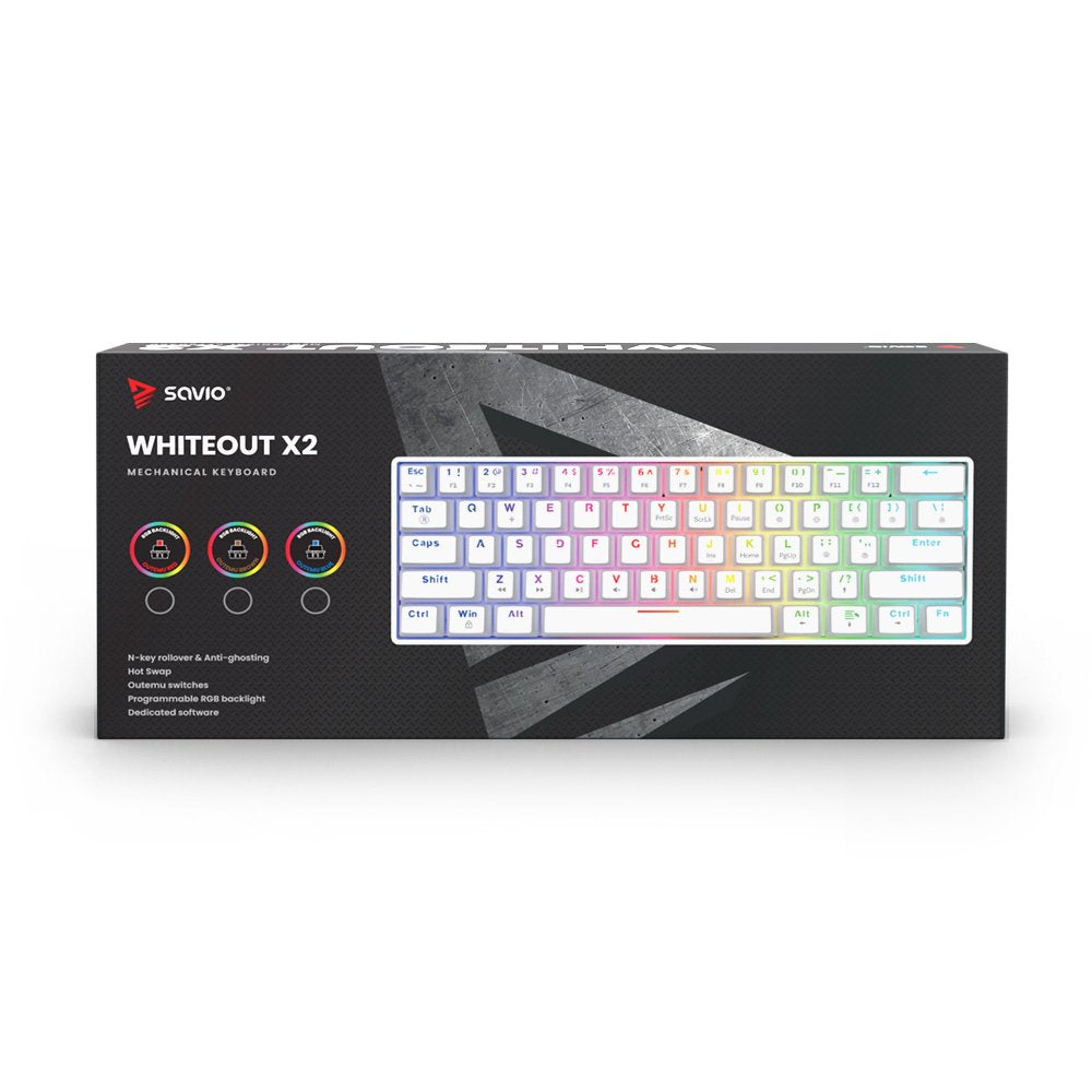 EAN 5901986048749 - Savio WHITEOUT X2 BLUE teclado Universal USB QWERTY Blanco imagen 6