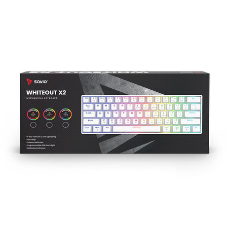 EAN 5901986048725 - Savio WHITEOUT X2 RED teclado Universal USB QWERTY Internacional de EE.UU. Blanco imagen 6