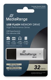 Memoria Usb Mediarange High Performance 32 Gb Plateado/Negro, Usb-A 3.2 Gen 1 Mr1900