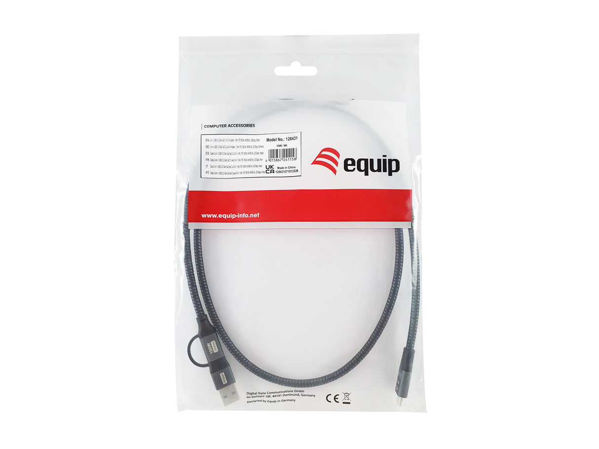 EAN 4015867241158 - Equip 128431 cable USB USB 3.2 Gen 2x2 1 m USB A/USB C USB C Negro imagen 2