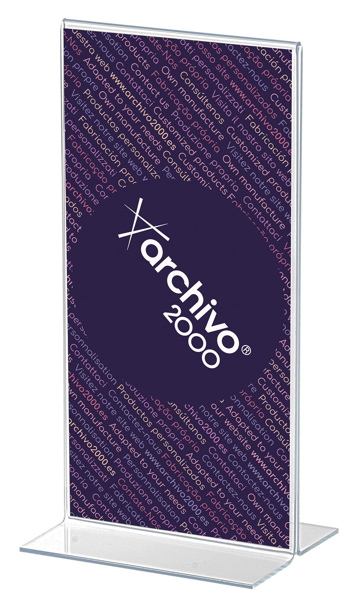 Archivo 2000 Expositor Sobremesa En Forma De T 1/3 Din A4 Vertical 80x110x215 Mm Cristal Transparente