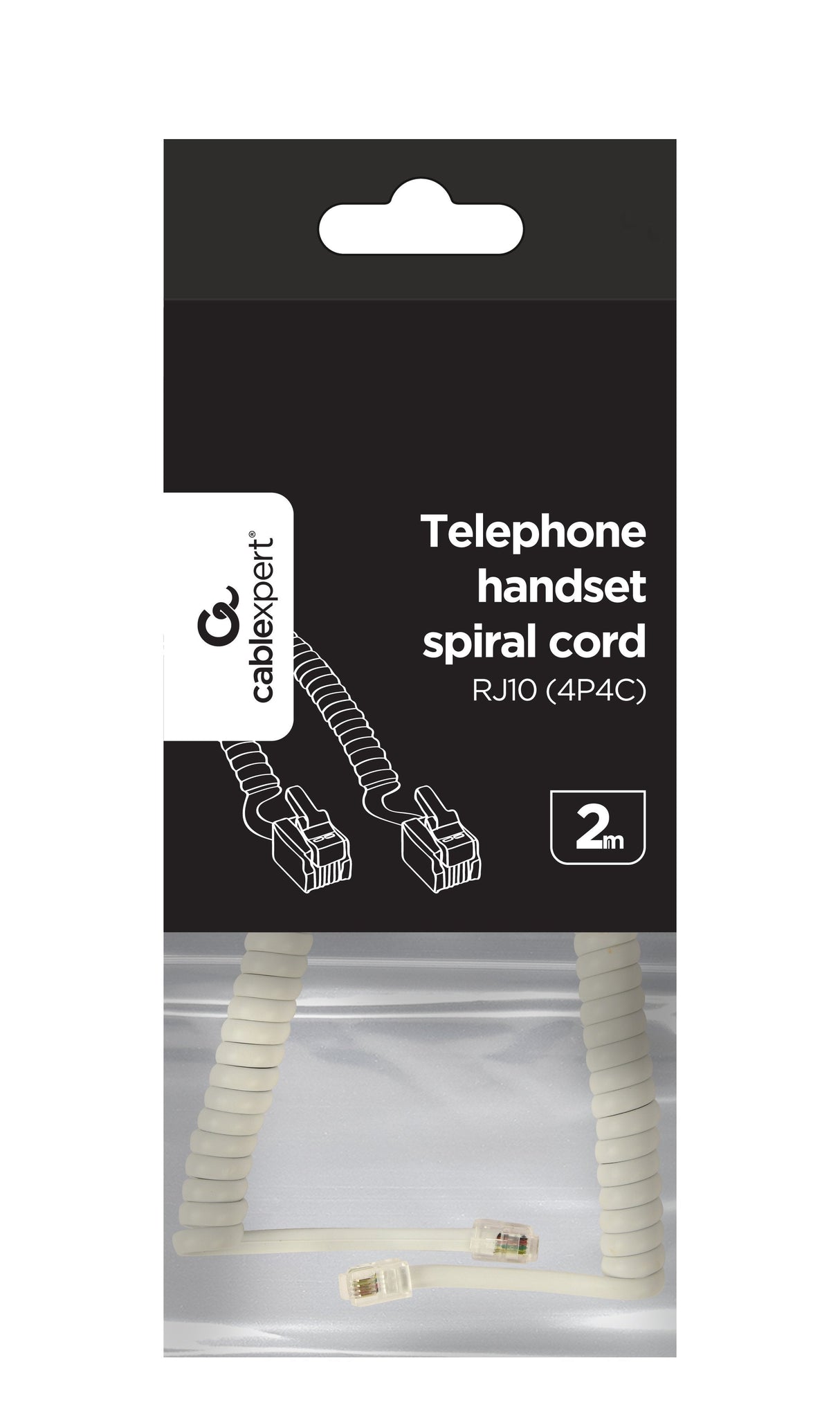 Gembird Cable Telefónico Espiral, Rj10 (4p4c), 2m, Blanco