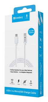 Sandberg 136-74 Cable Usb 1 M Usb C Micro-Usb B Blanco