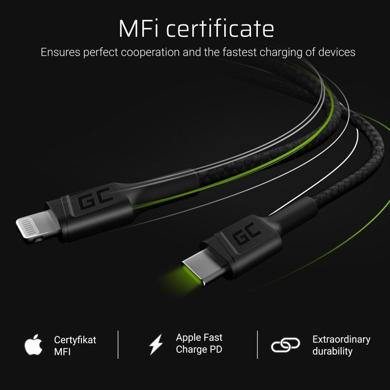 EAN 5903317227762 - Green Cell KABGC07 cable de conector Lightning 1 m Negro imagen 5