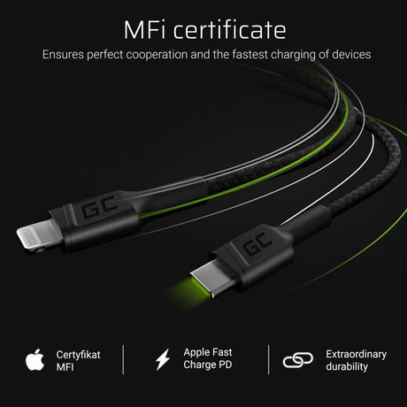 EAN 5903317227762 - Green Cell KABGC07 cable de conector Lightning 1 m Negro imagen 5