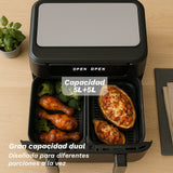 Freidora Por Aire Airfryer Sin Aceite Grunkel Dualflexifryer 2800w Capacidad 10l