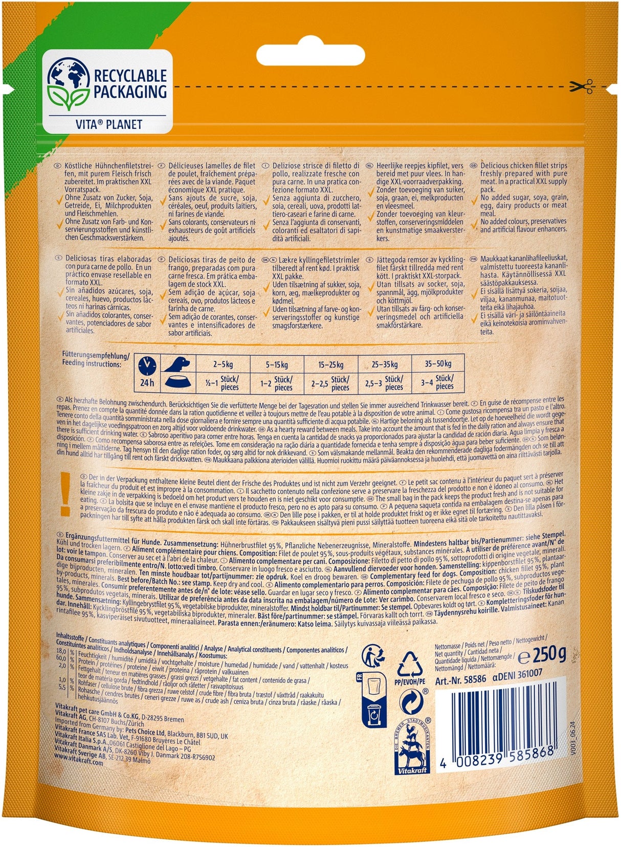 Vitakraft Kurczak Filety Xxl Para Perro - 250g