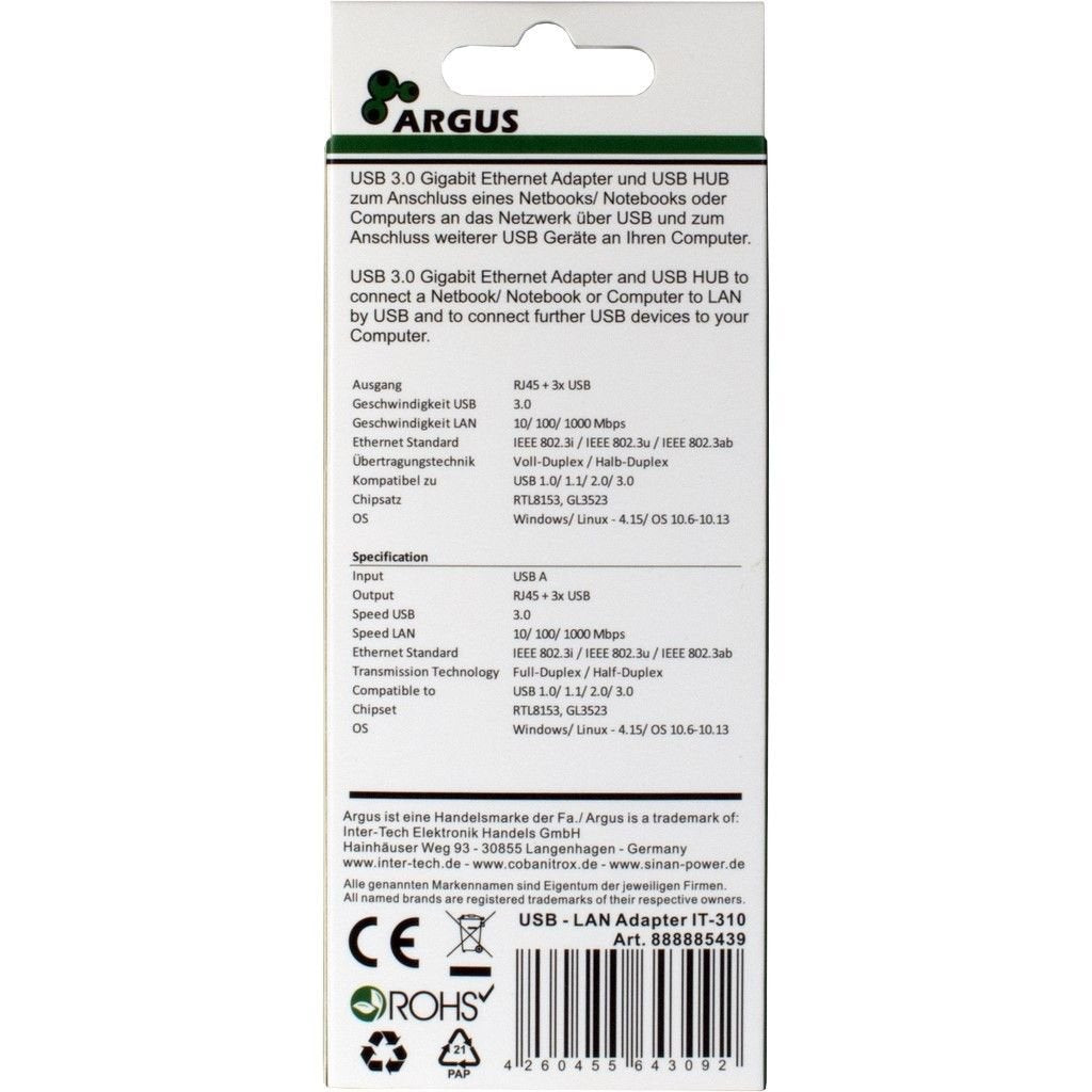 EAN 4260455643092 - Inter-Tech ARGUS IT-310 USB 3.2 Gen 1 (3.1 Gen 1) Type-A Negro imagen 4