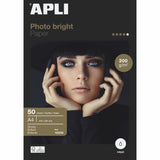 Apli Papel Fotográfico Profesional Brillante Inkjet 200 Gr. Tamaño A4 - 50 Hojas -