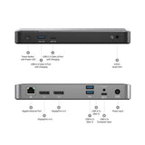 Alogic Duprdx2-100 Base Para Portátil Y Replicador De Puertos Alámbrico Usb 3.2 Gen 1 [3.1 Gen 1] Type-C Negro, Gris