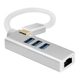 Helos Hub, Usb 3.1 Tipo-Cst. /3x Usb+Rj45 Gigabit Ethernet, Premium, Plata