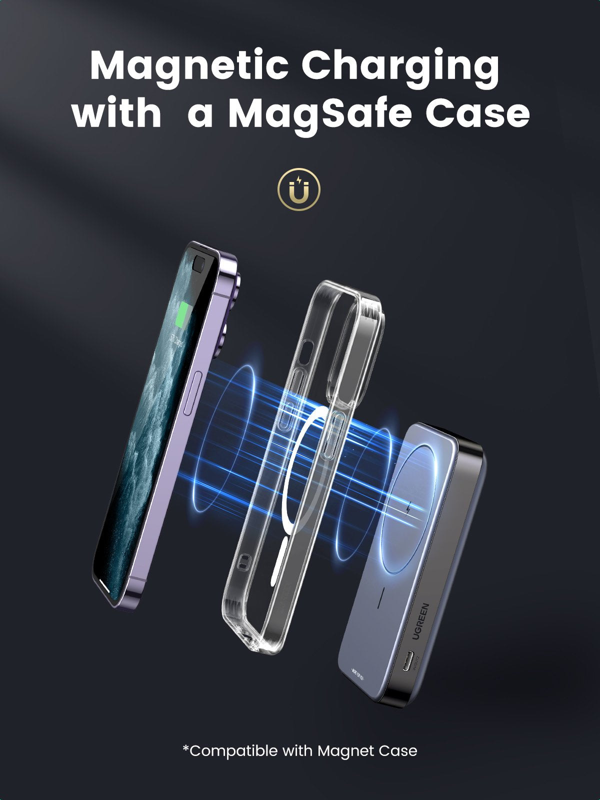 Ugreen 10000mah Mini Power Bank Inalámbrico 20w Con Magsafe Gris