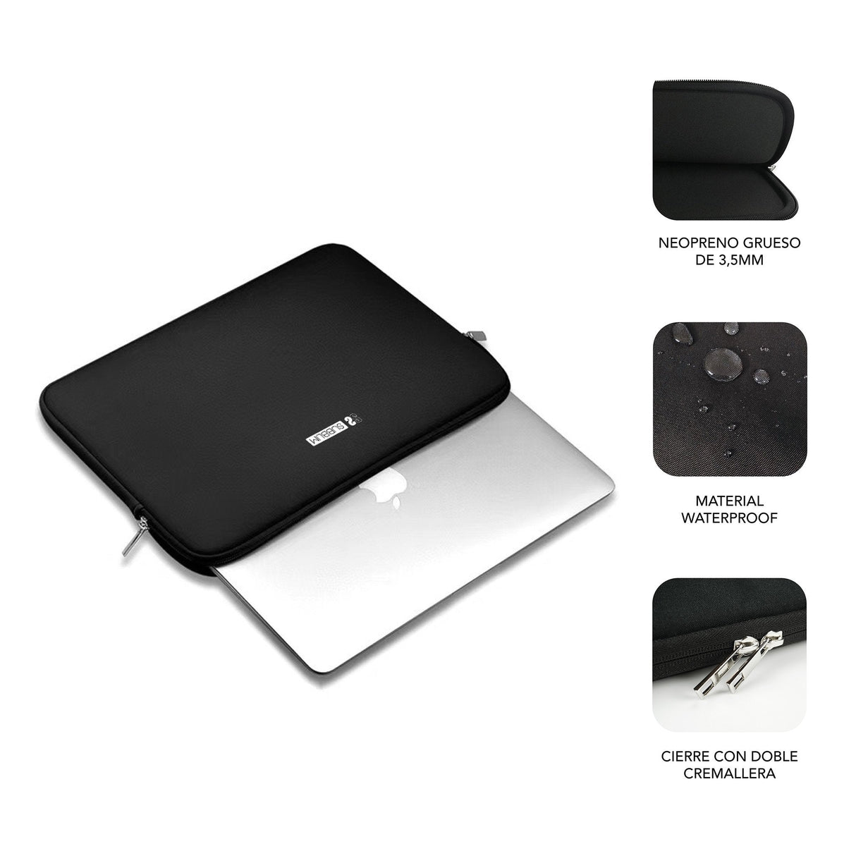 Funda Subblim Business Laptop Sleeve Neoprene Para Portátiles 13.3'-14' Negra