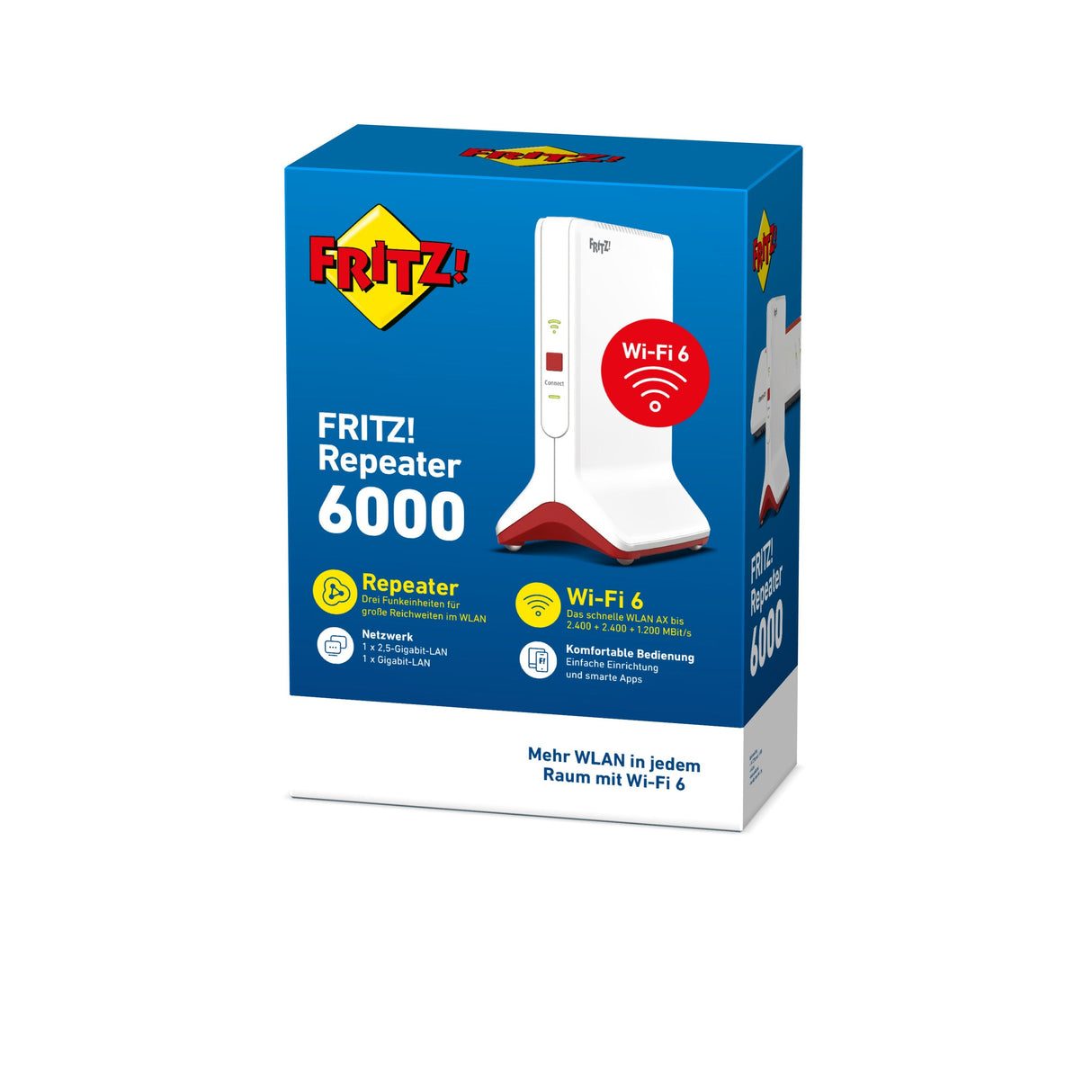 EAN 4023125029080 - Repeater FRITZ! 6000 router inalámbrico Ethernet Tribanda (2,4 GHz/5 GHz/5 GHz) Rojo, Blanco imagen 4