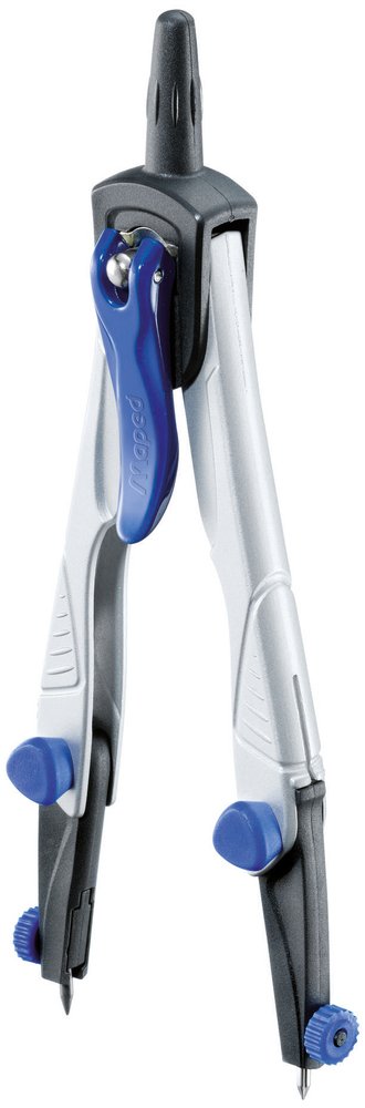 Maped Compás Technic Compact Con Adaptador, Estuche De Minas, Afilaminas Y Regla Estuche De 4 Piezas