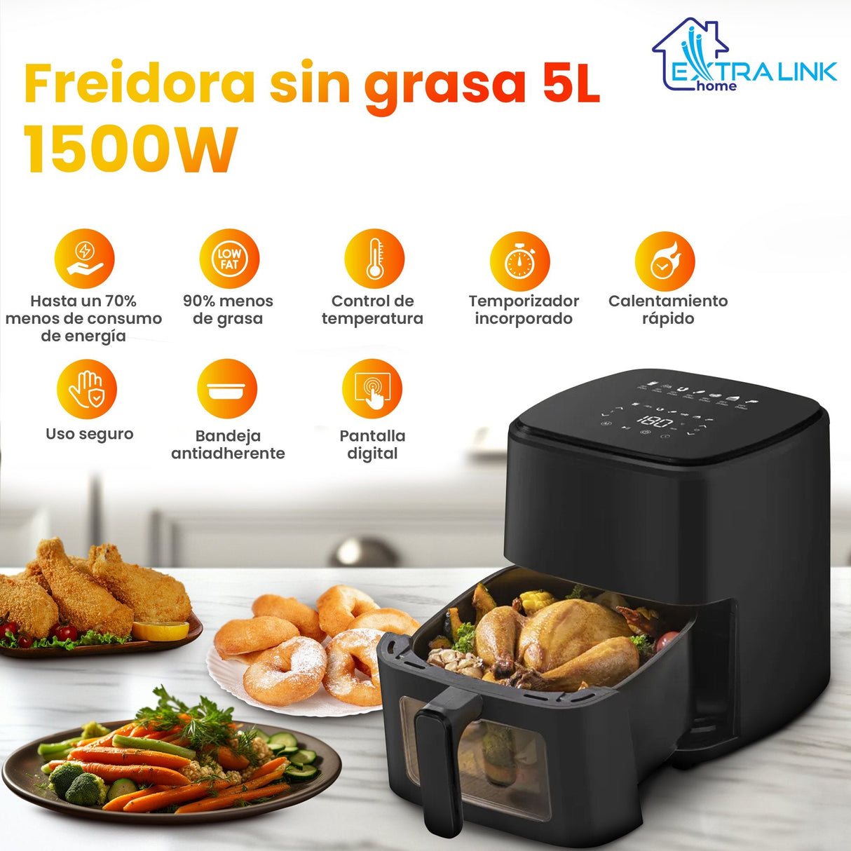 Extralink Home Air Fryer 5l Eu Sj-500