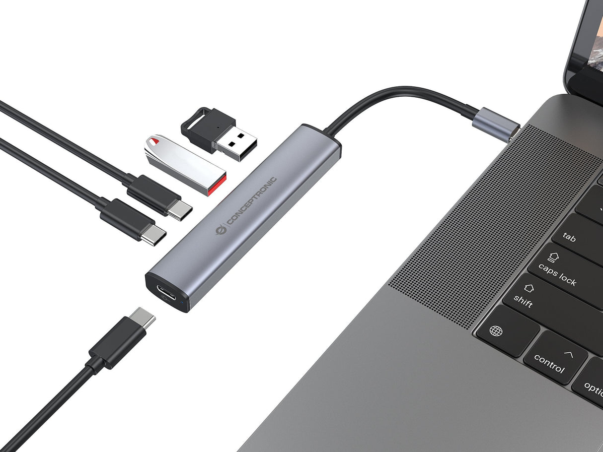 Conceptronic 4-1 Dock Usb-C->2xusb-C 2xusb-A 100wpd Gr