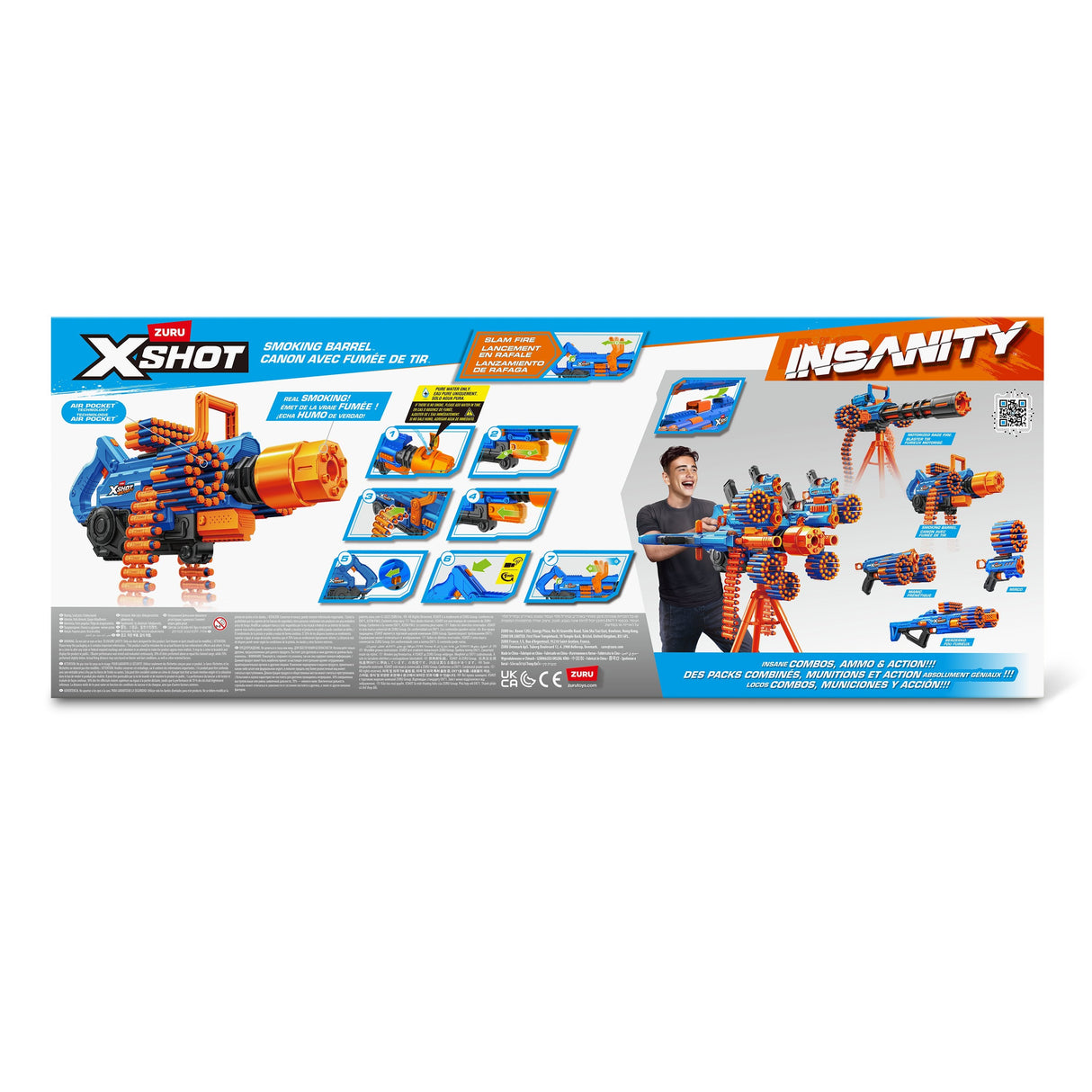 Zuru Xshot Insanity - Blaster Smoke N Barrel, Dartblaster Incluyendo 72 Dardos 36823