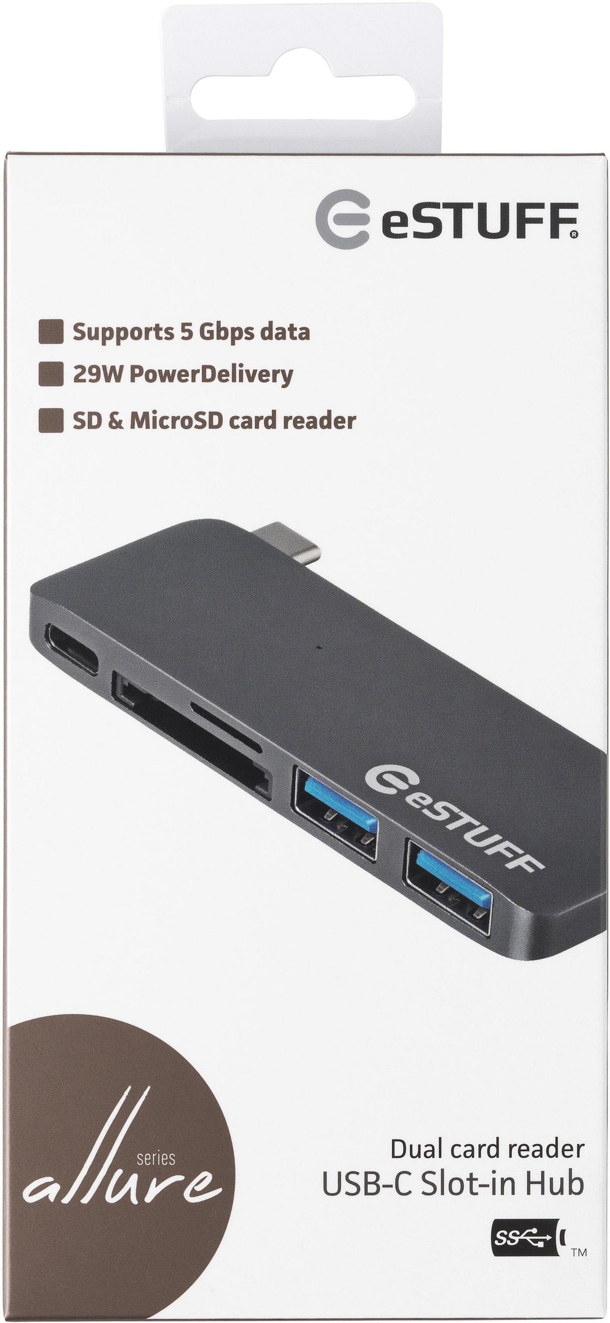 Estuff Es84121-Grey Base Para Portátil Y Replicador De Puertos Usb 3.2 Gen 1 (3.1 Gen 1) Type-C Gris