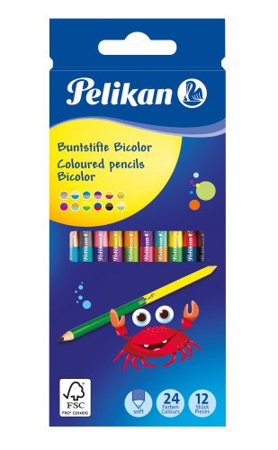 Pelikan Lapices De Colores Madera Bicolor Brb12ln 24f Caja De 12 Pliegues