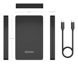Aisens Caja Externa 2,5&Quot; Ase-2542b 9.5mm Sata A Usb-C Usb3.1 Gen1, Negra