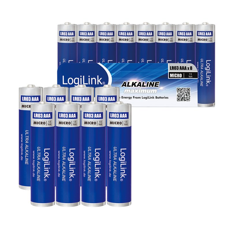 Pila Alcalina   Lr03 Aaa 1,5v    8 X Retractil Industrial Logilink