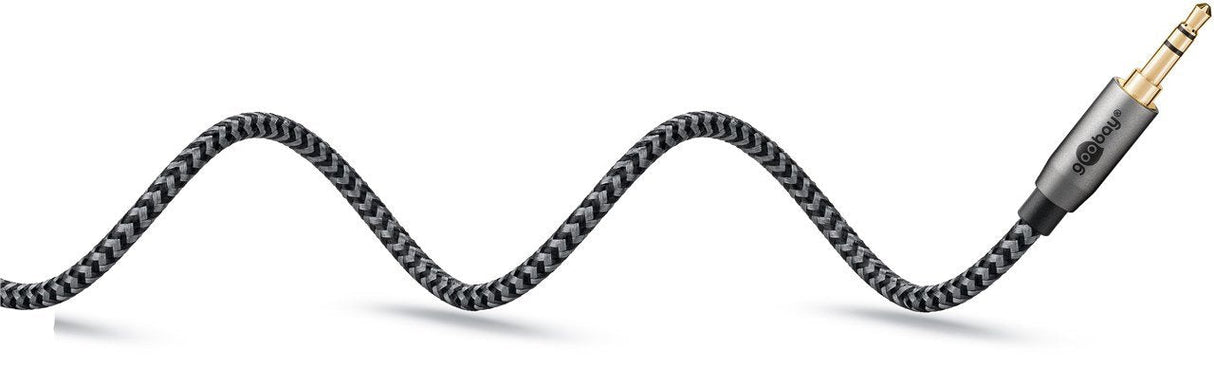 Cable Audio Stereo Minijack 3.5 M/M  3,00m 90º Flexiplus Nylon Goobay