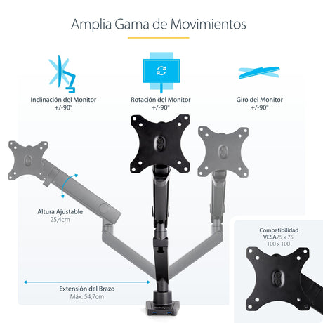 EAN 0065030888356 - StarTech.com ARMSLIM2USB3 soporte para monitor 86,4 cm (34") Escritorio Negro imagen 11