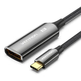 Cotton Braided Usb-C To Dp 8k Ccabl Onverter 0.25m Black Zinc Alloy