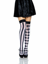 Leg Avenue Calcetines Altos Arlequin Negro/Blanco