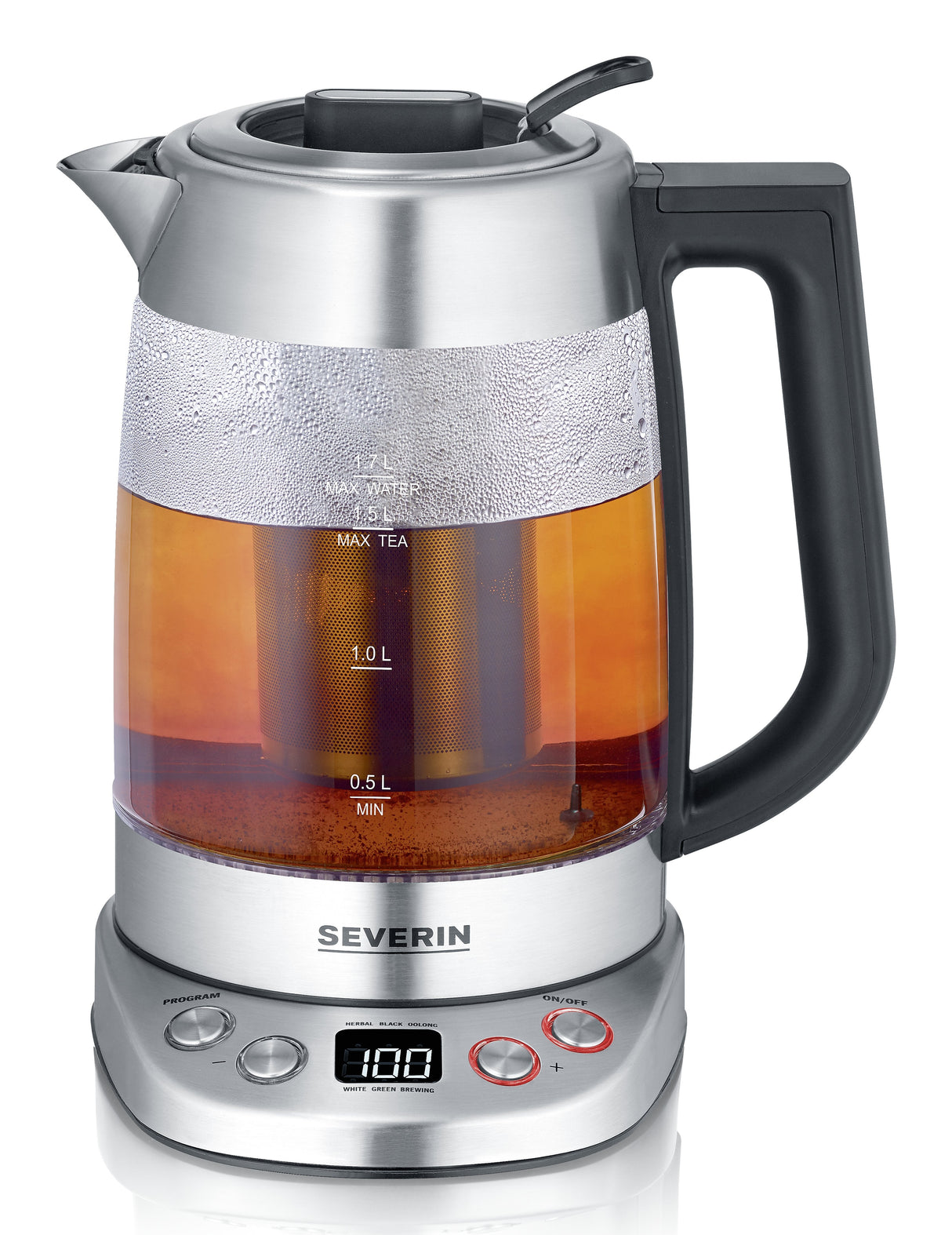 Tetera De Cristal Severin Deluxe Wk 3480 Acero Inoxidable/Transparente, 1,7 Litros 4008146045196