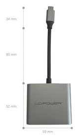 Lc-Power Lc-Hub-C-Multi-4-V2 Hub De Interfaz Usb Tipo C 5000 Mbit/S Plata, Negro