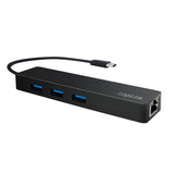 Logilink Hub De 3 Puertos Usb 3.1 Type C W/Gigabit Lan Negro Ua0313