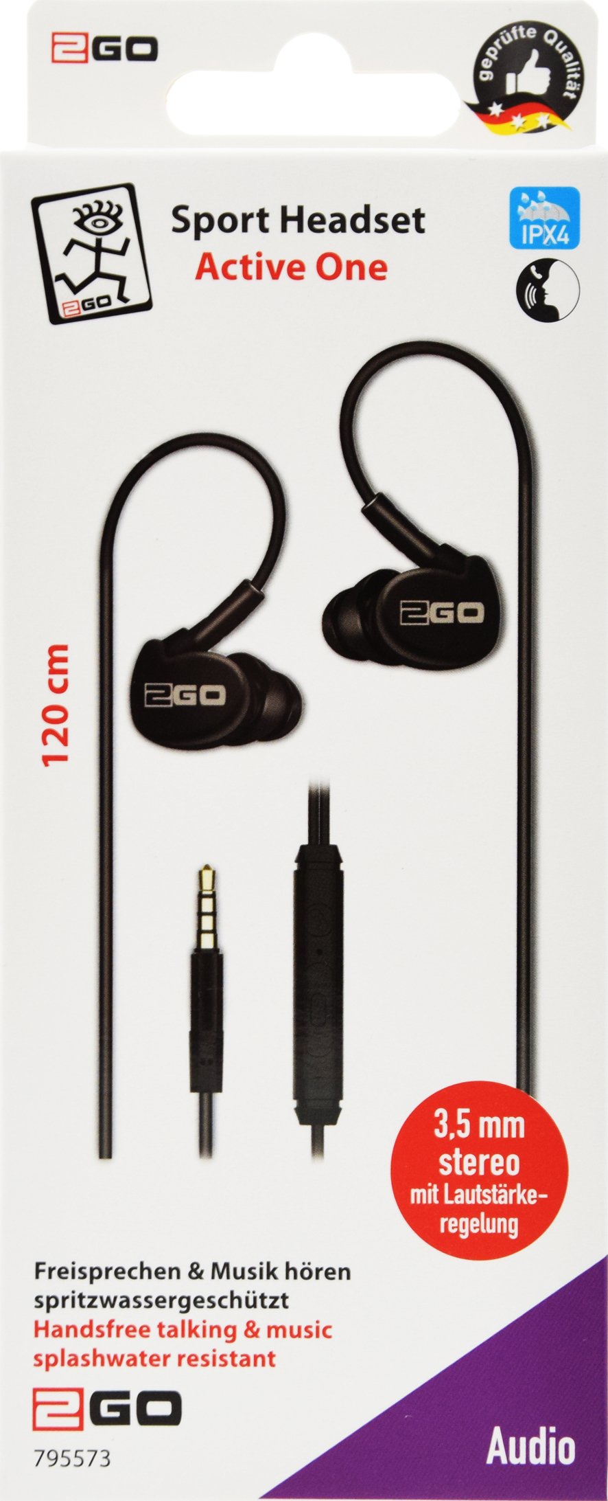 2go In-Ear Sport-Auriculares "Active 1", Negro